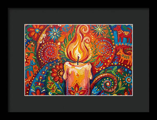 Burning Candle In Folk Art