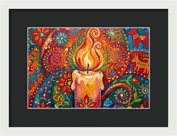 Burning Candle In Folk Art