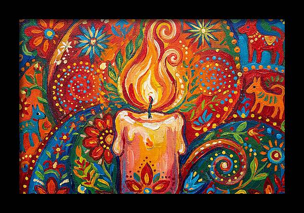 Burning Candle In Folk Art