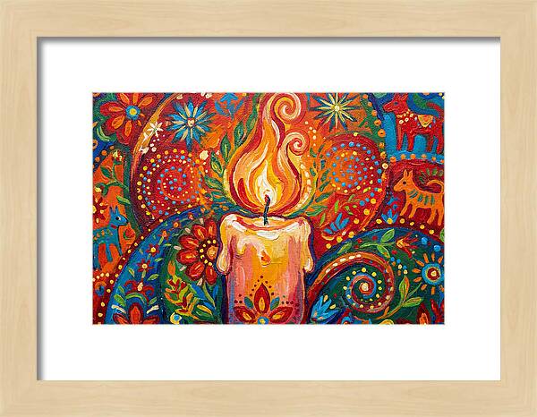 Burning Candle In Folk Art
