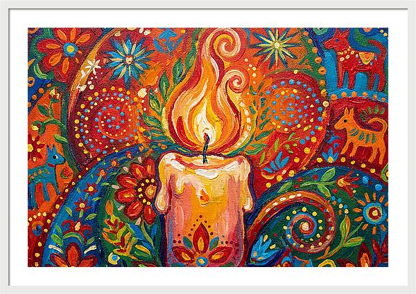 Burning Candle In Folk Art