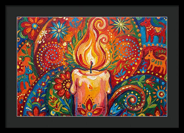 Burning Candle In Folk Art