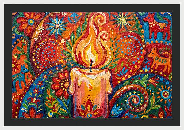 Burning Candle In Folk Art