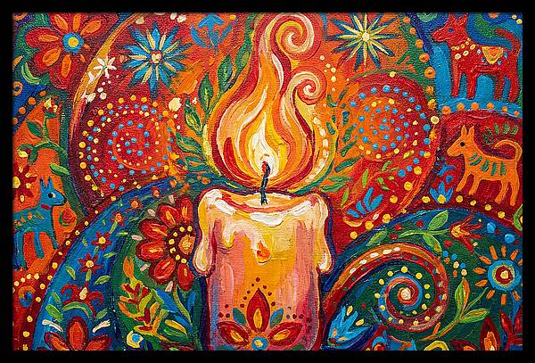 Burning Candle In Folk Art