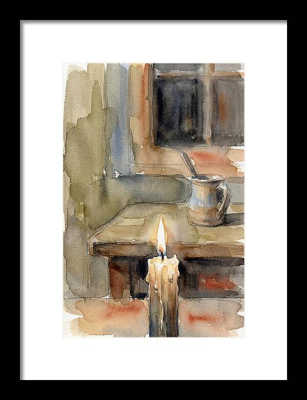 Burning Candle On A Table