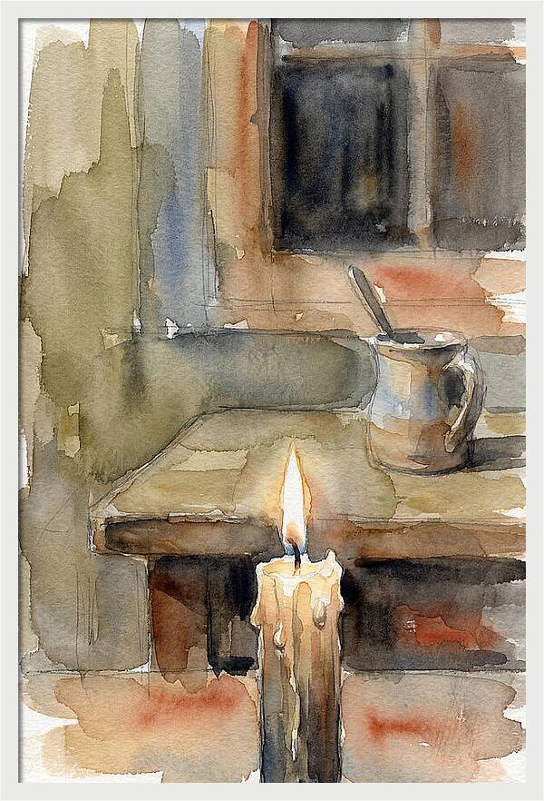 Burning Candle On A Table