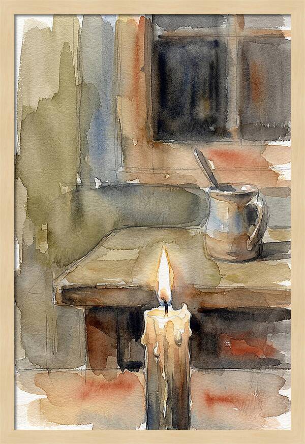 Burning Candle On A Table