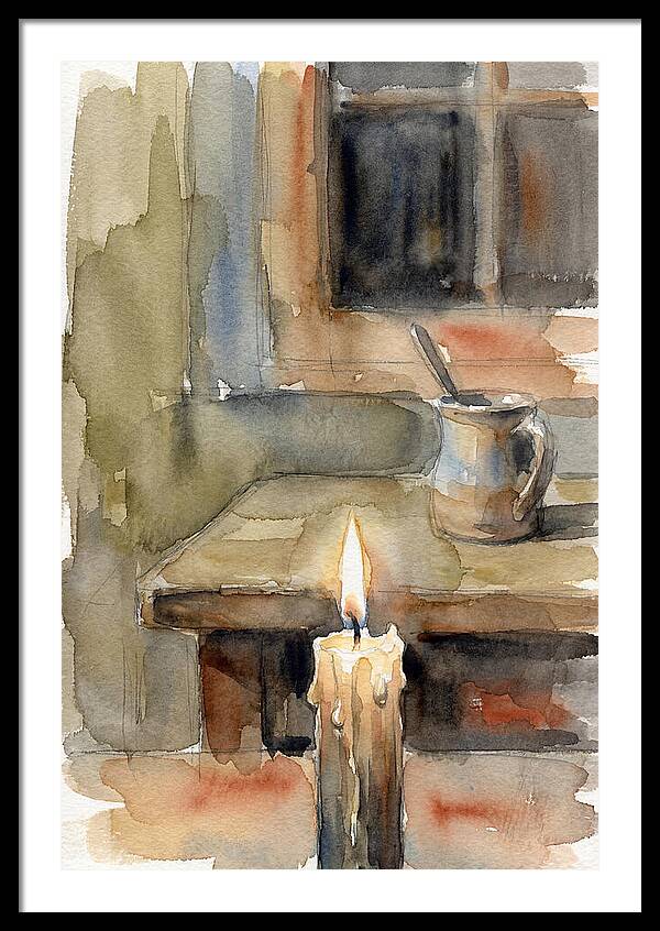 Burning Candle On A Table