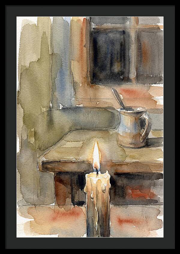 Burning Candle On A Table