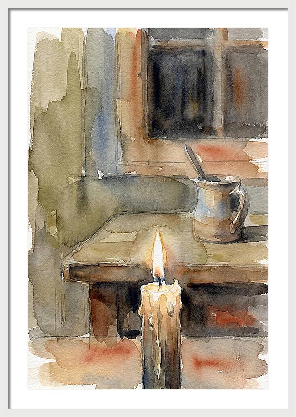 Burning Candle On A Table