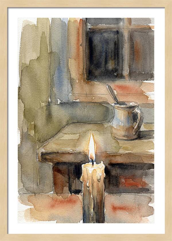 Burning Candle On A Table