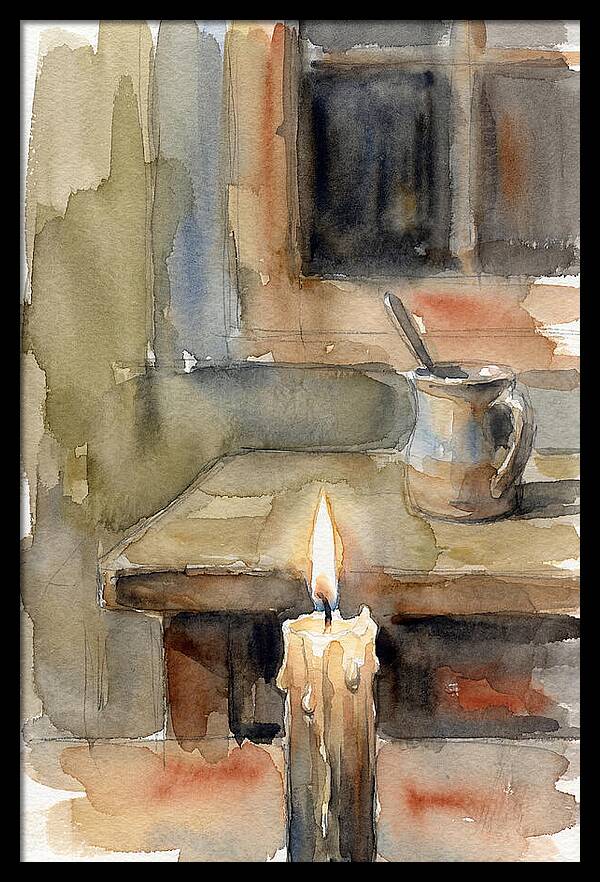 Burning Candle On A Table