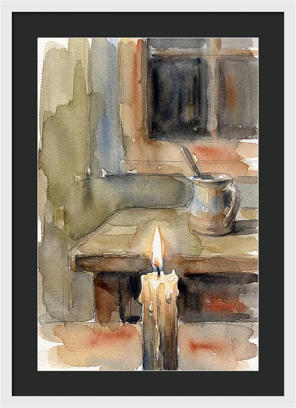 Burning Candle On A Table