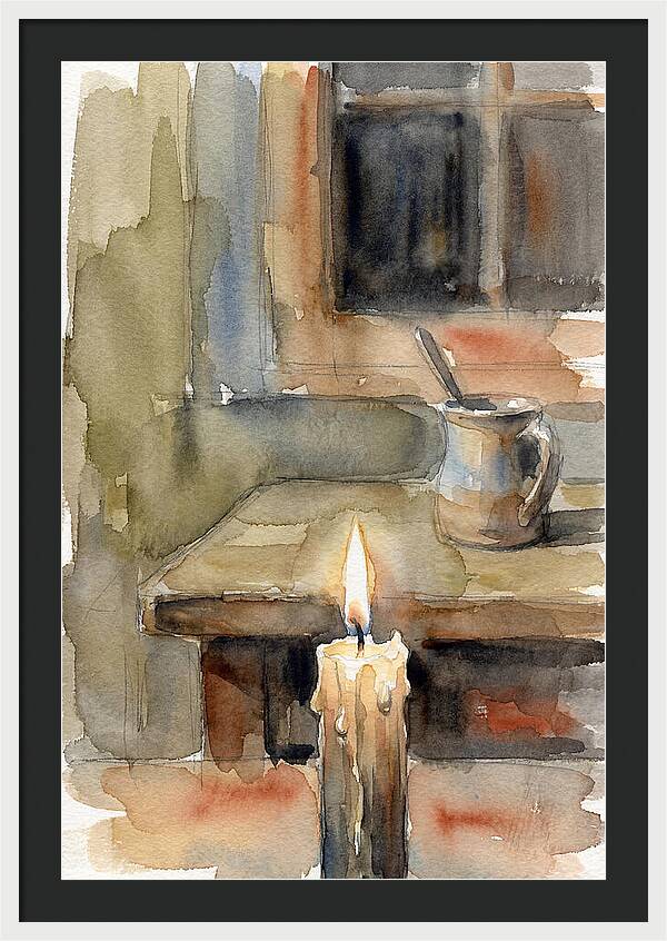 Burning Candle On A Table