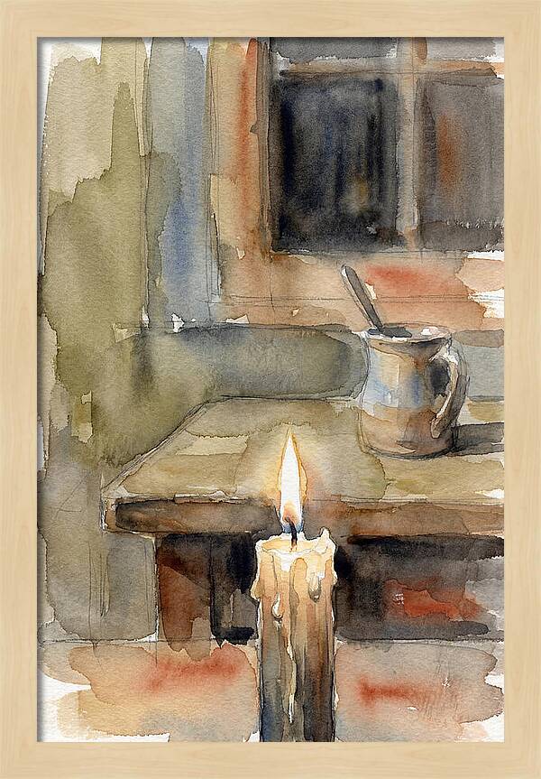 Burning Candle On A Table