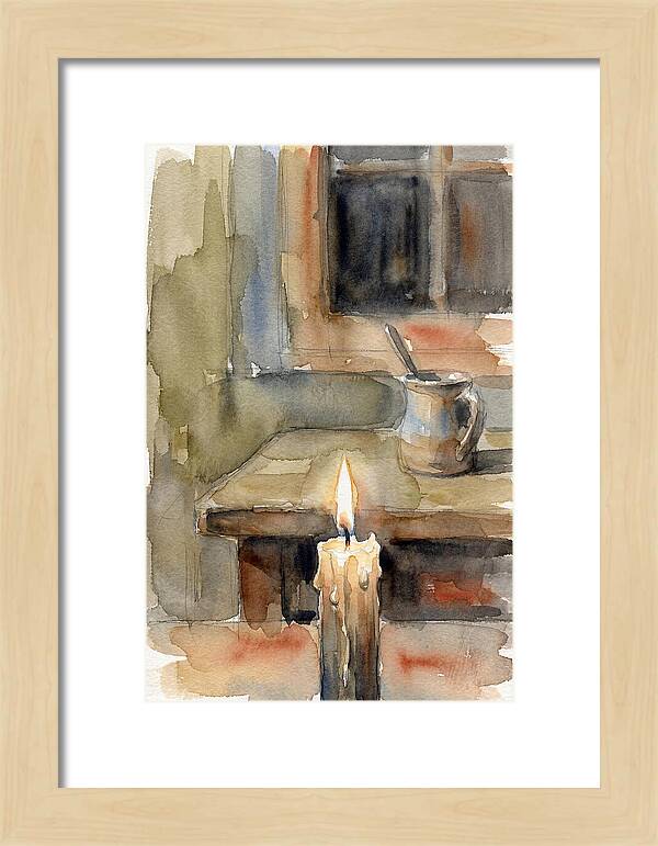Burning Candle On A Table
