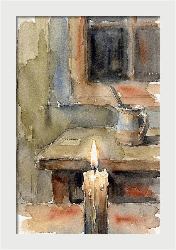 Burning Candle On A Table