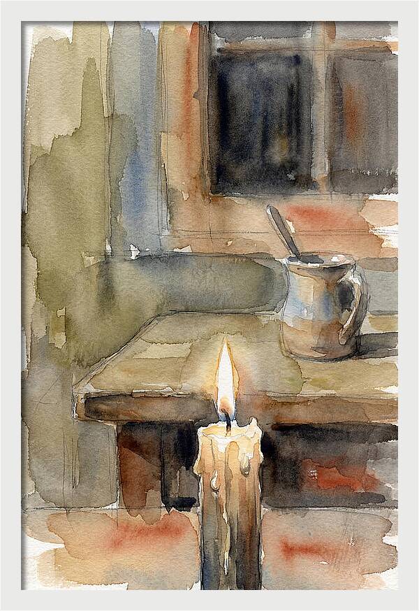 Burning Candle On A Table