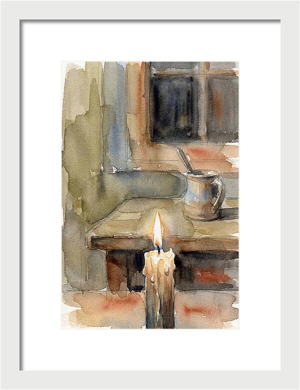 Burning Candle On A Table
