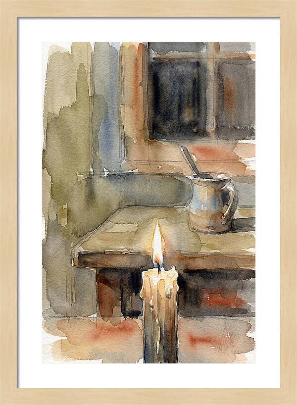 Burning Candle On A Table