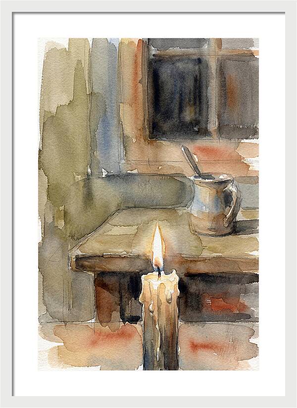 Burning Candle On A Table