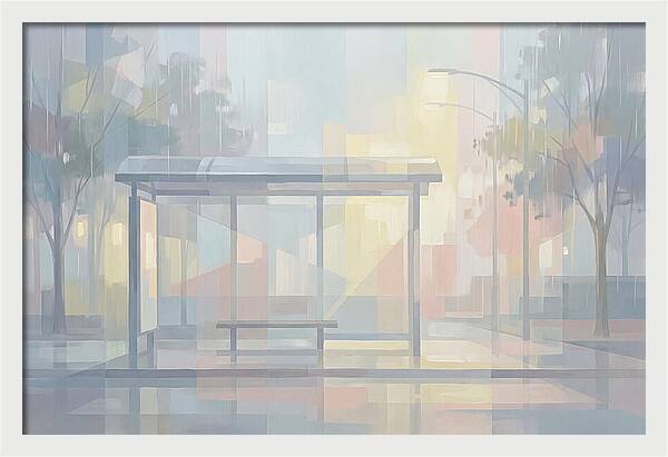 Bus Shelter On A Rainy Day