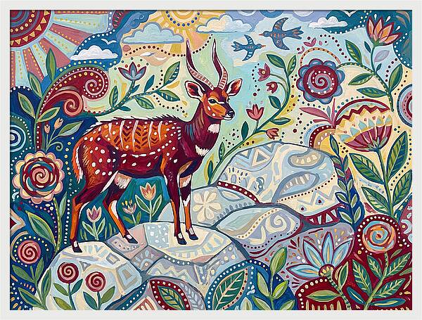 Bushbuck Among Vibrant Flora