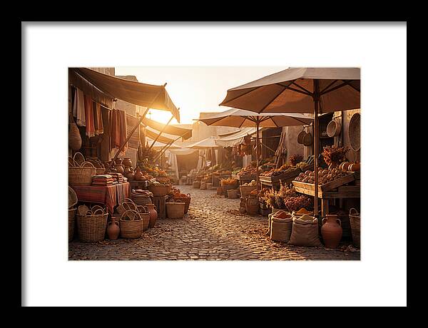 Bustling Street Market At Sunset