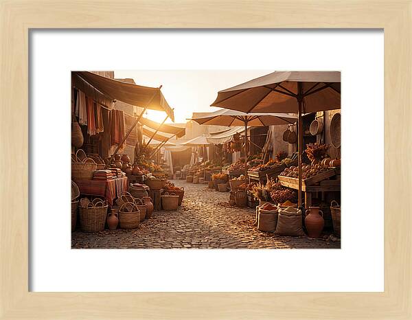 Bustling Street Market At Sunset