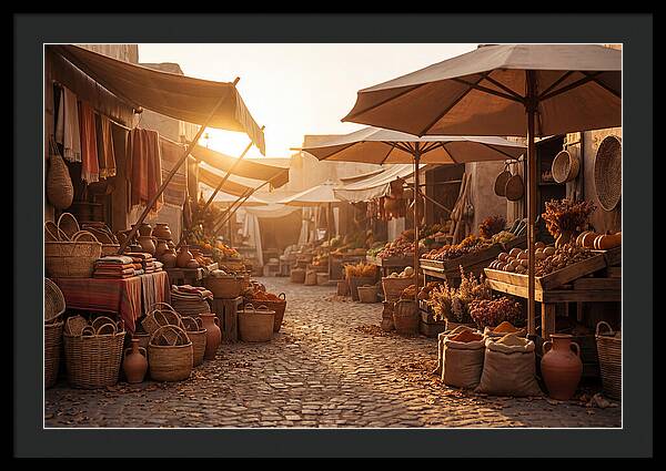 Bustling Street Market At Sunset