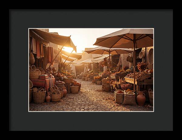 Bustling Street Market At Sunset