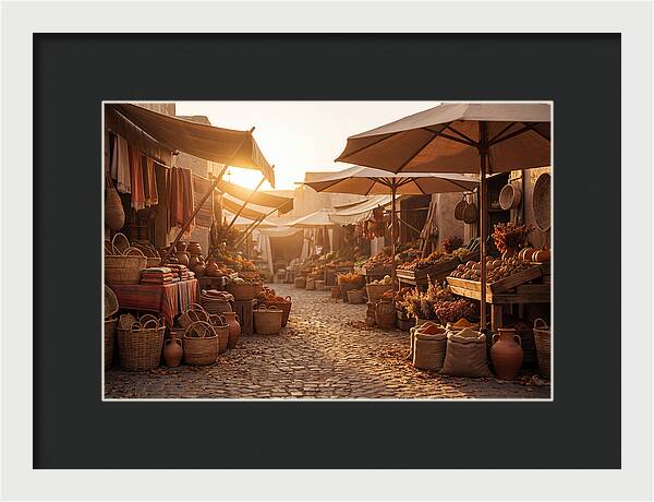 Bustling Street Market At Sunset