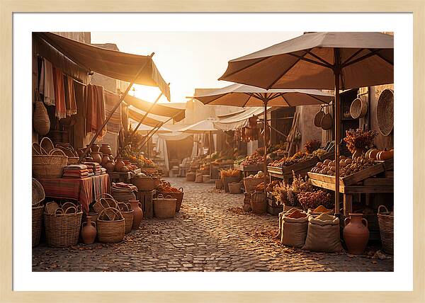 Bustling Street Market At Sunset