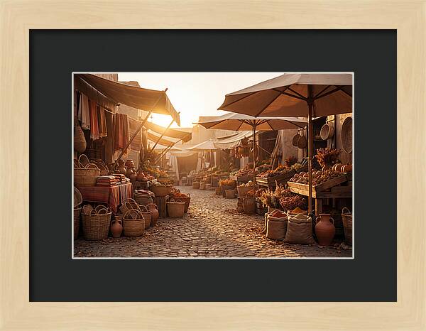 Bustling Street Market At Sunset