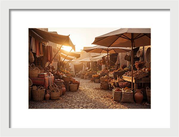 Bustling Street Market At Sunset