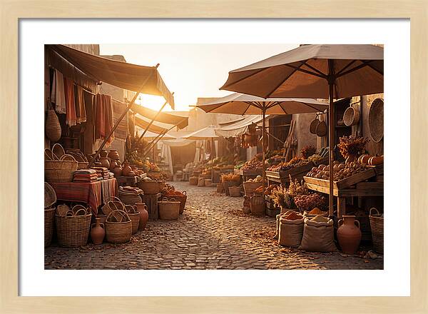 Bustling Street Market At Sunset