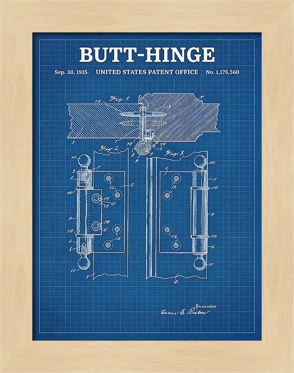 Butt Hinge Blueprint Patent Us1175560a