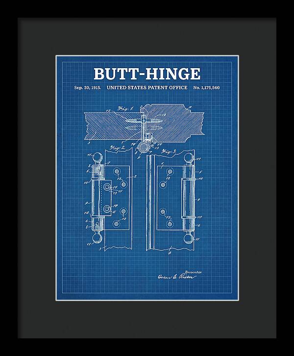 Butt Hinge Blueprint Patent Us1175560a