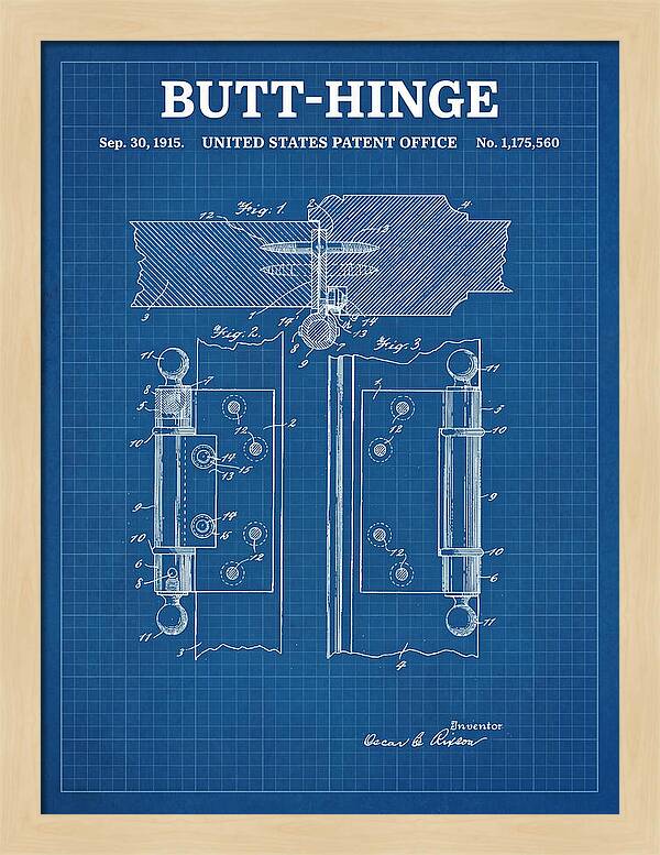 Butt Hinge Blueprint Patent Us1175560a
