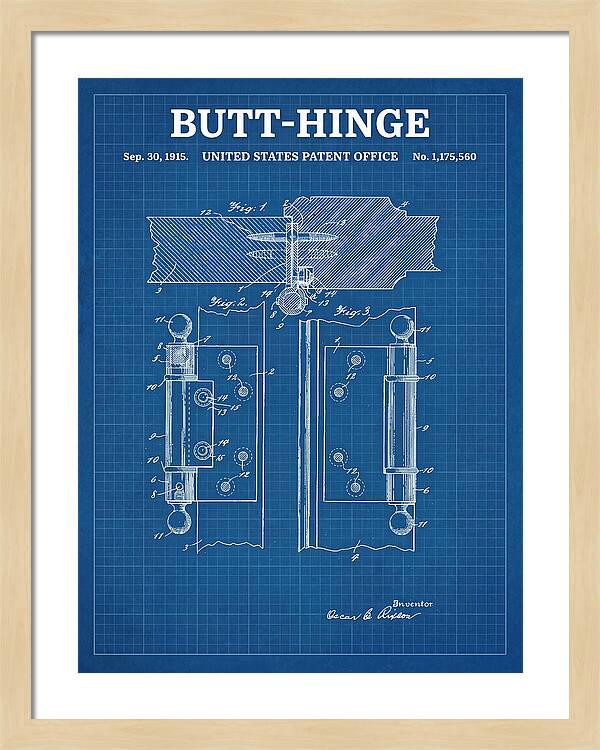 Butt Hinge Blueprint Patent Us1175560a