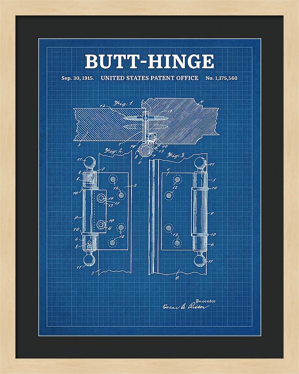 Butt Hinge Blueprint Patent Us1175560a
