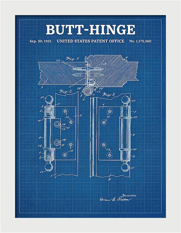 Butt Hinge Blueprint Patent Us1175560a