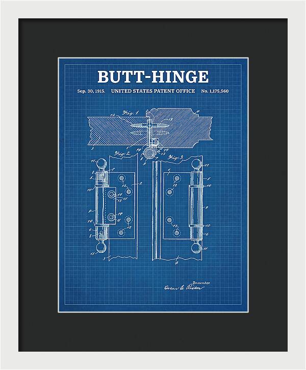 Butt Hinge Blueprint Patent Us1175560a