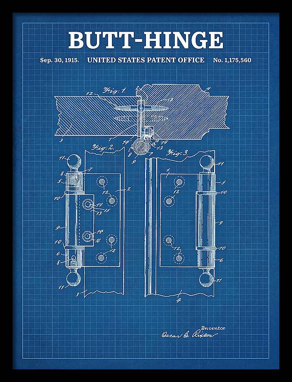 Butt Hinge Blueprint Patent Us1175560a
