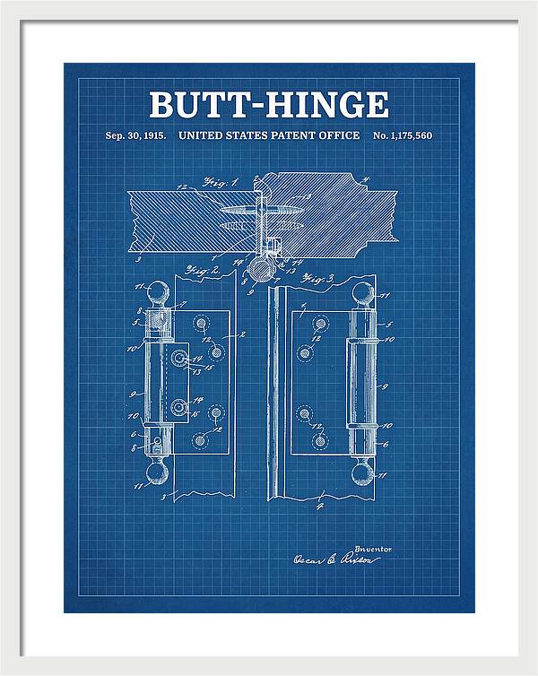 Butt Hinge Blueprint Patent Us1175560a