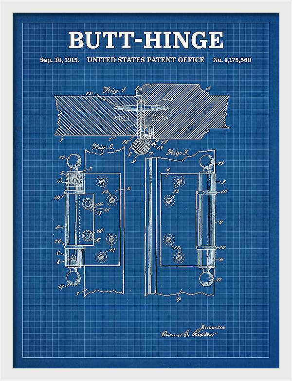 Butt Hinge Blueprint Patent Us1175560a