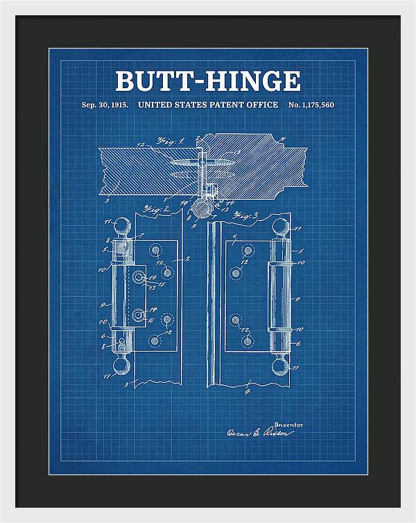 Butt Hinge Blueprint Patent Us1175560a