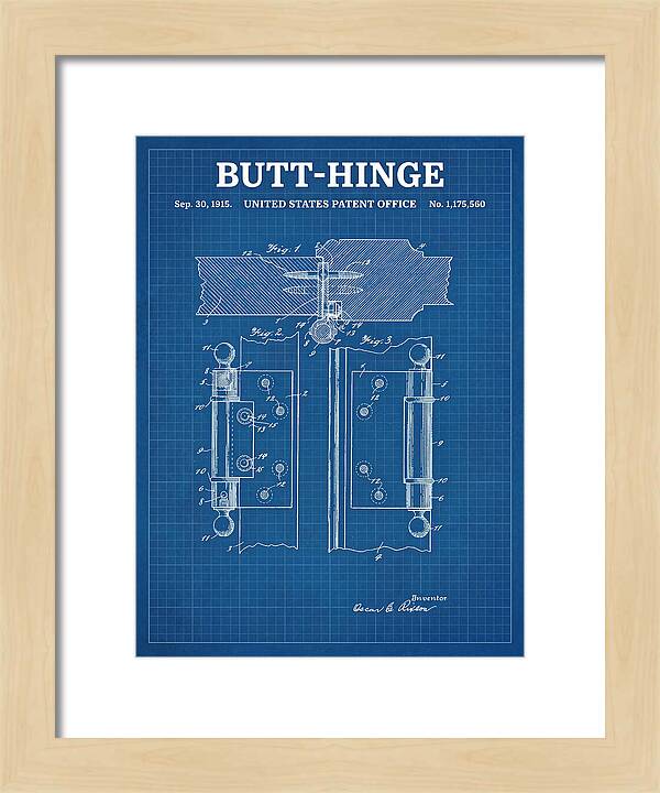 Butt Hinge Blueprint Patent Us1175560a