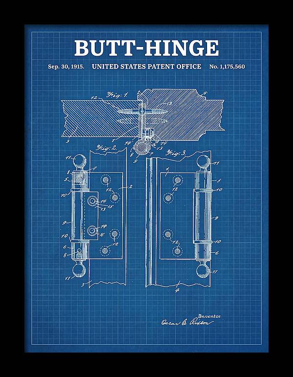 Butt Hinge Blueprint Patent Us1175560a