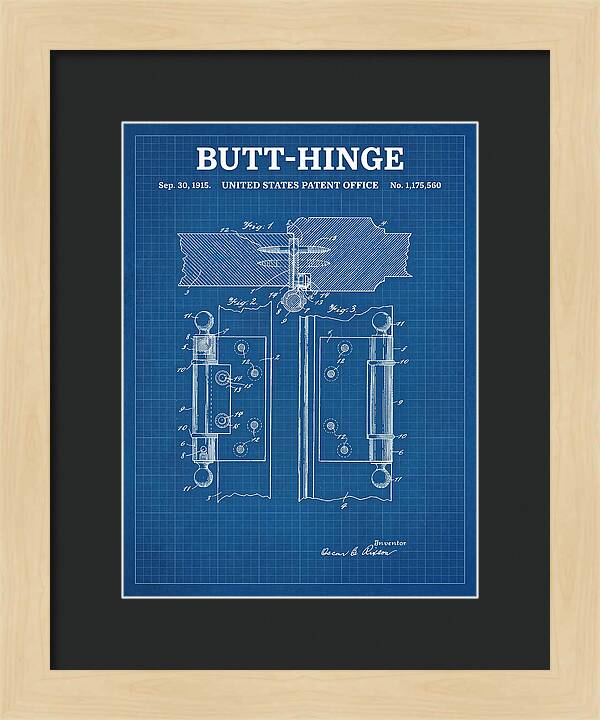 Butt Hinge Blueprint Patent Us1175560a